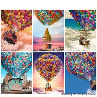 5d diy diamond painting hot air balloon embroidery full round square drill cross stitch kits landscape mosaic picture home decor