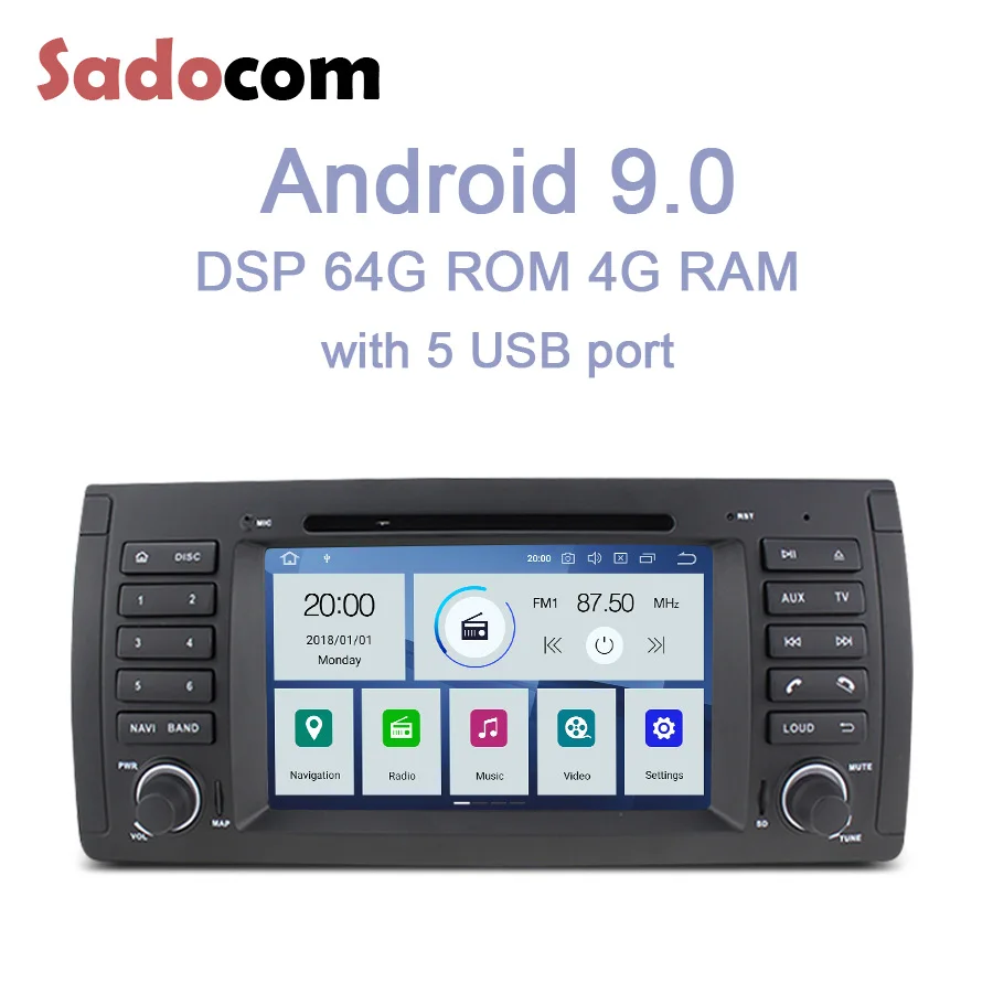 7 &quotPX6 1 din Android 9 0 автомобильный dvd плеер 6 ядер 64 Гб rom 4 ram Bluetooth GDS Авторадио для BMW E39