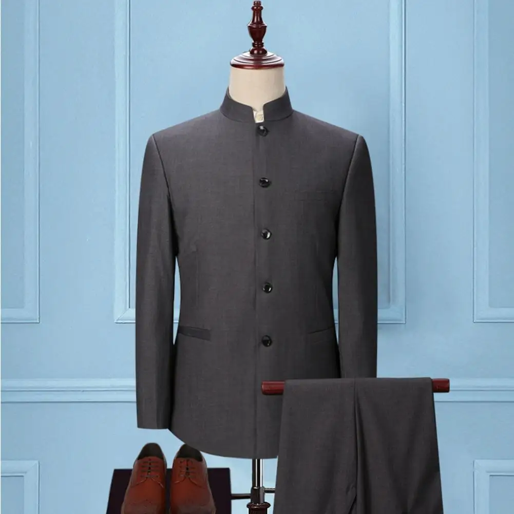 Костюм мужской из блейзера и брюк однобортный приталенный пиджак в китайском