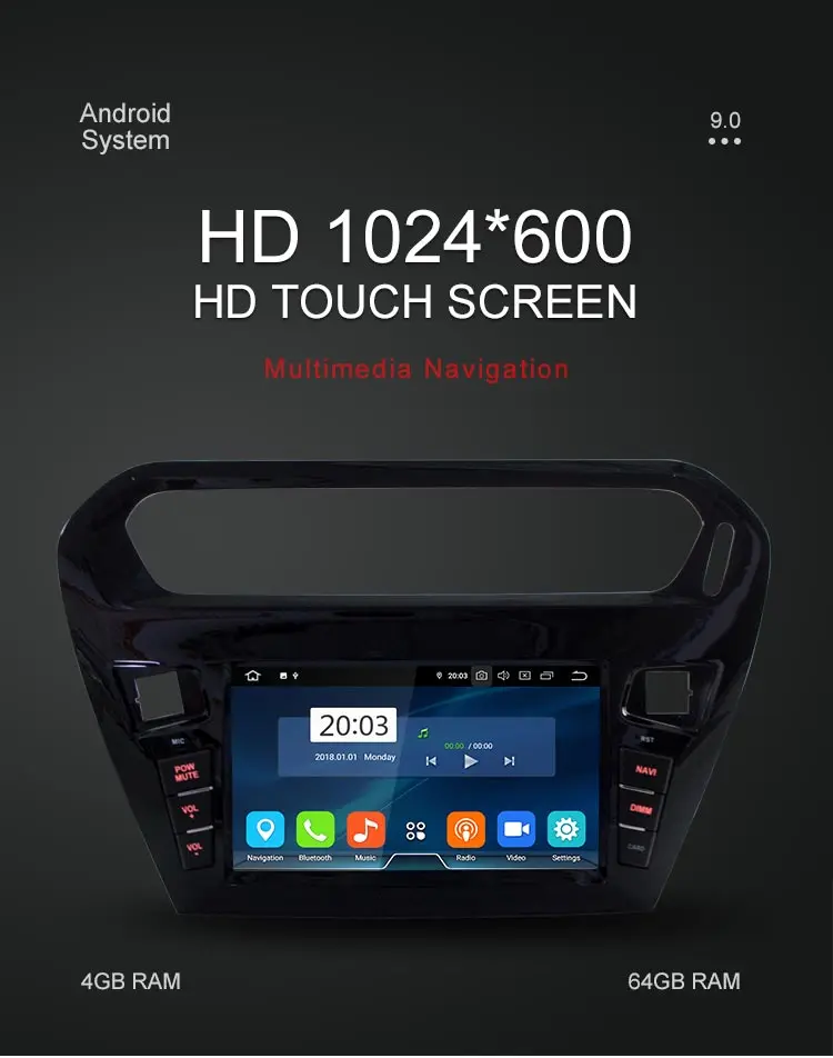 Besina Android 9,0 dvd-плеер для peugeot 301 Citroen Elysee радио 2013 Мультимедиа gps Navi wifi Octa C