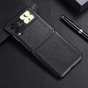 shockproof case for galaxy z flip 3 luxury premium pu leather hard cover for samsung galaxy z flip3 5g free global shipping
