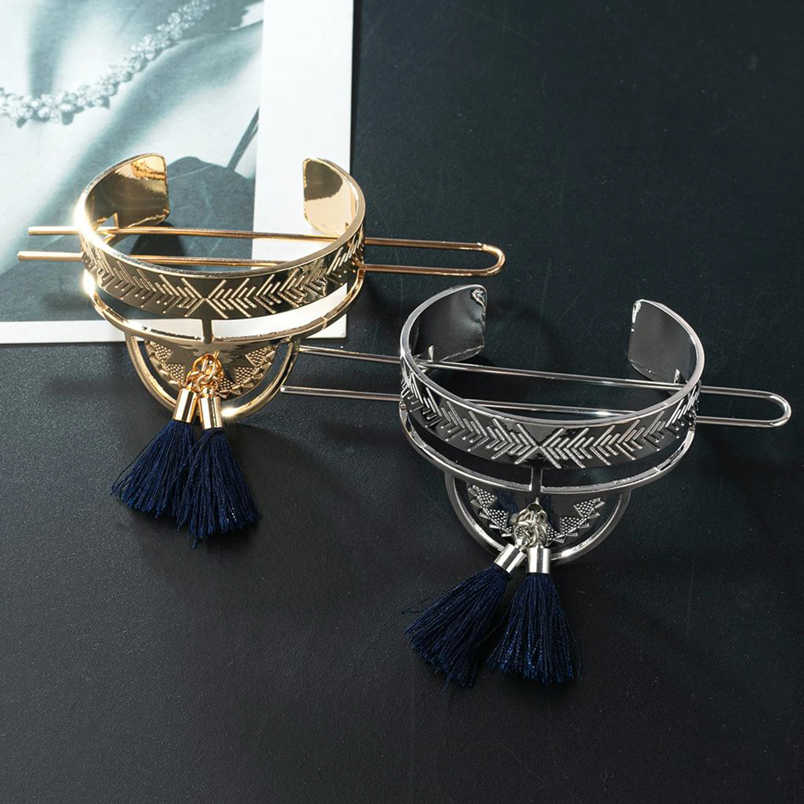 

Chinese Metal Hair Clips Decorative Tassel Hoop Hair Pin Chopsticks Jewelry for Women Girls