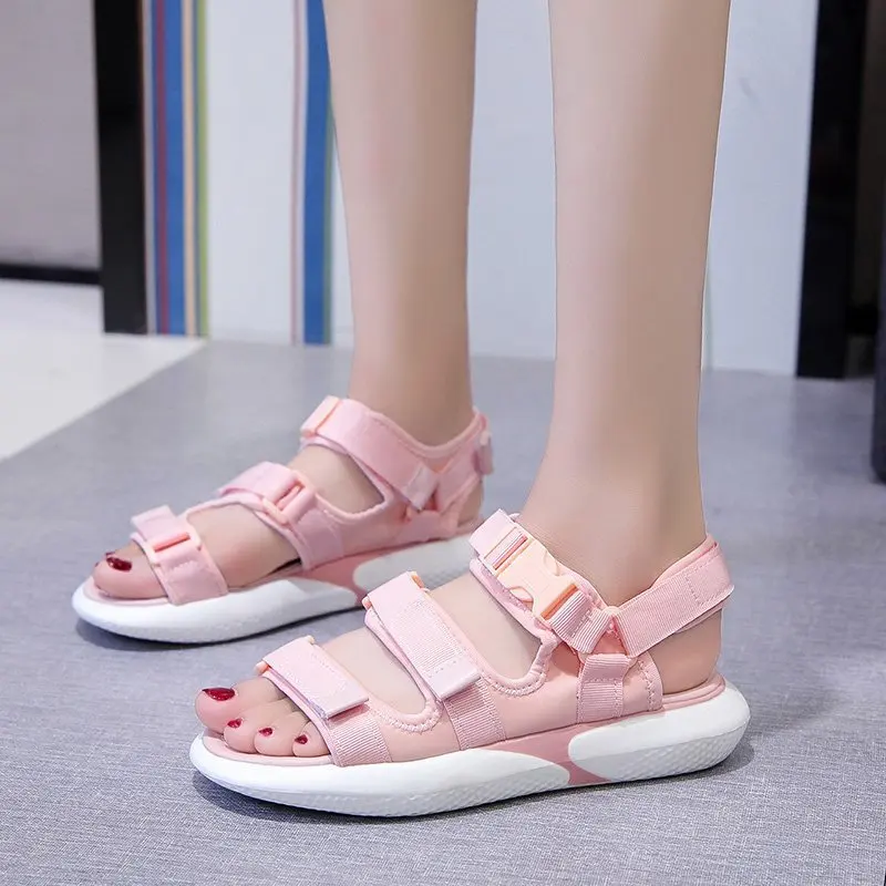 

Прямая поставка, женские удобные сандалии на платформе с мягкой подошвой, Летние повседневные спортивные сандалии, женская уличная пляжная...