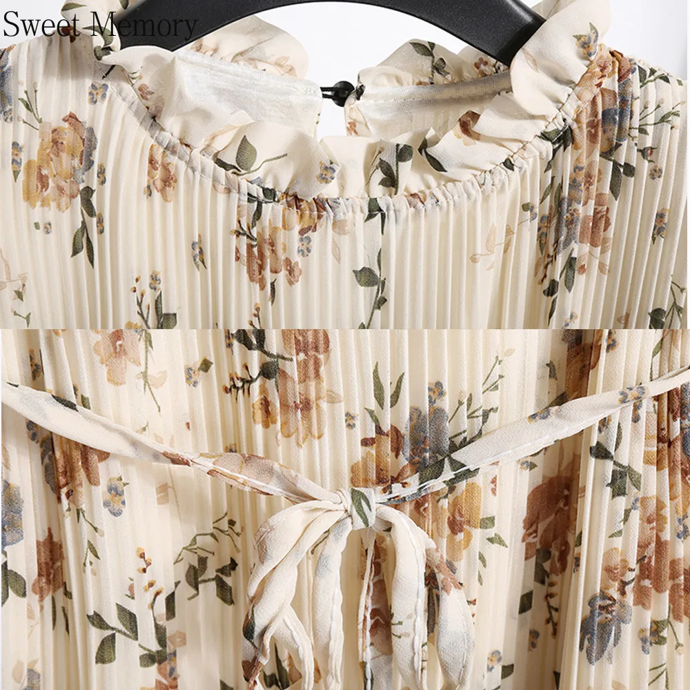 

Sweet Memory Girl Dress 2021 Spring Summer Women Long Sleeve Floral Print Chiffon Dresses Female Vintage Vestidos S-2XL