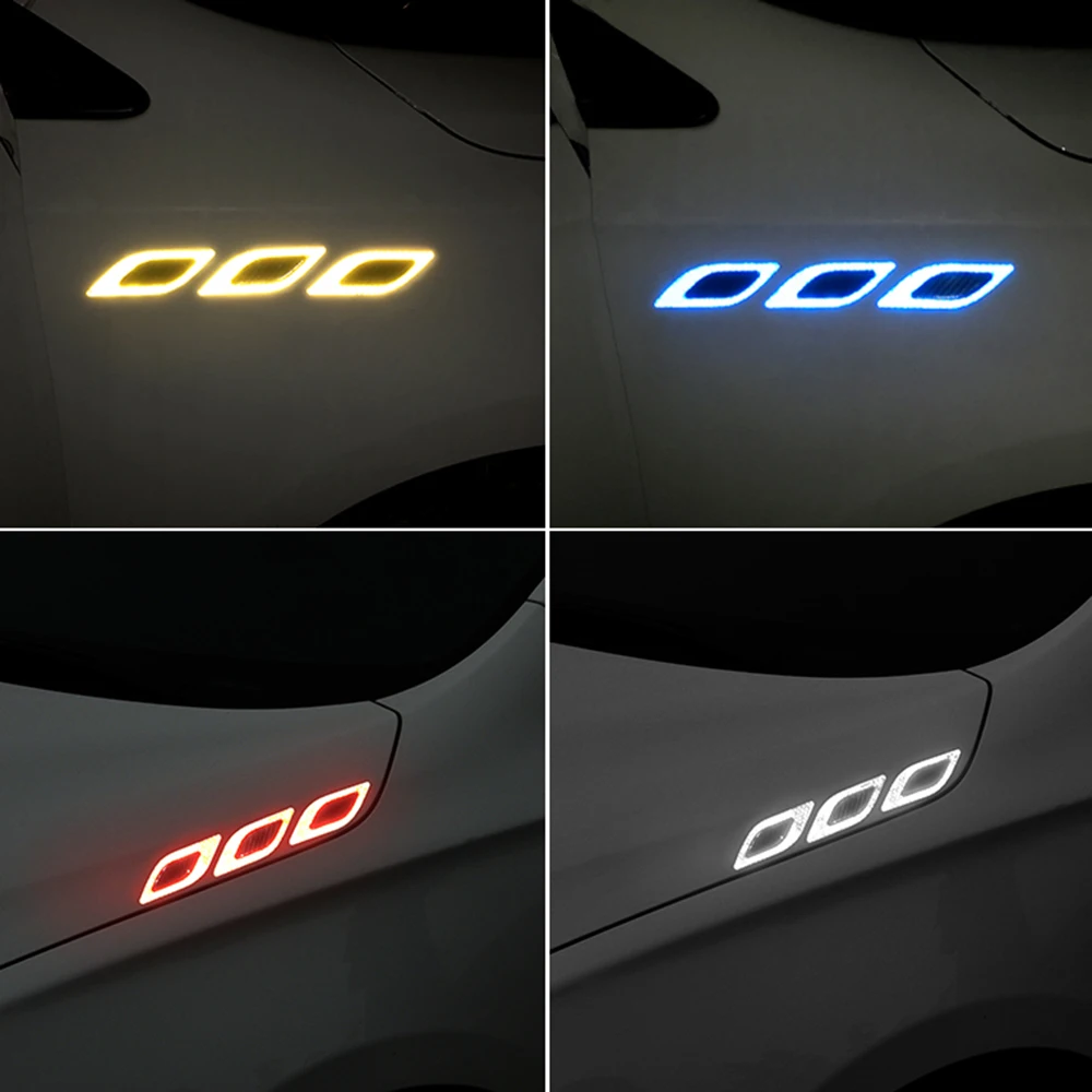 

6Pcs/Set Carbon fiber Car Sticker Truck Auto Motor Car Reflective Strips Car bumper Strip Safety Warning Sticker