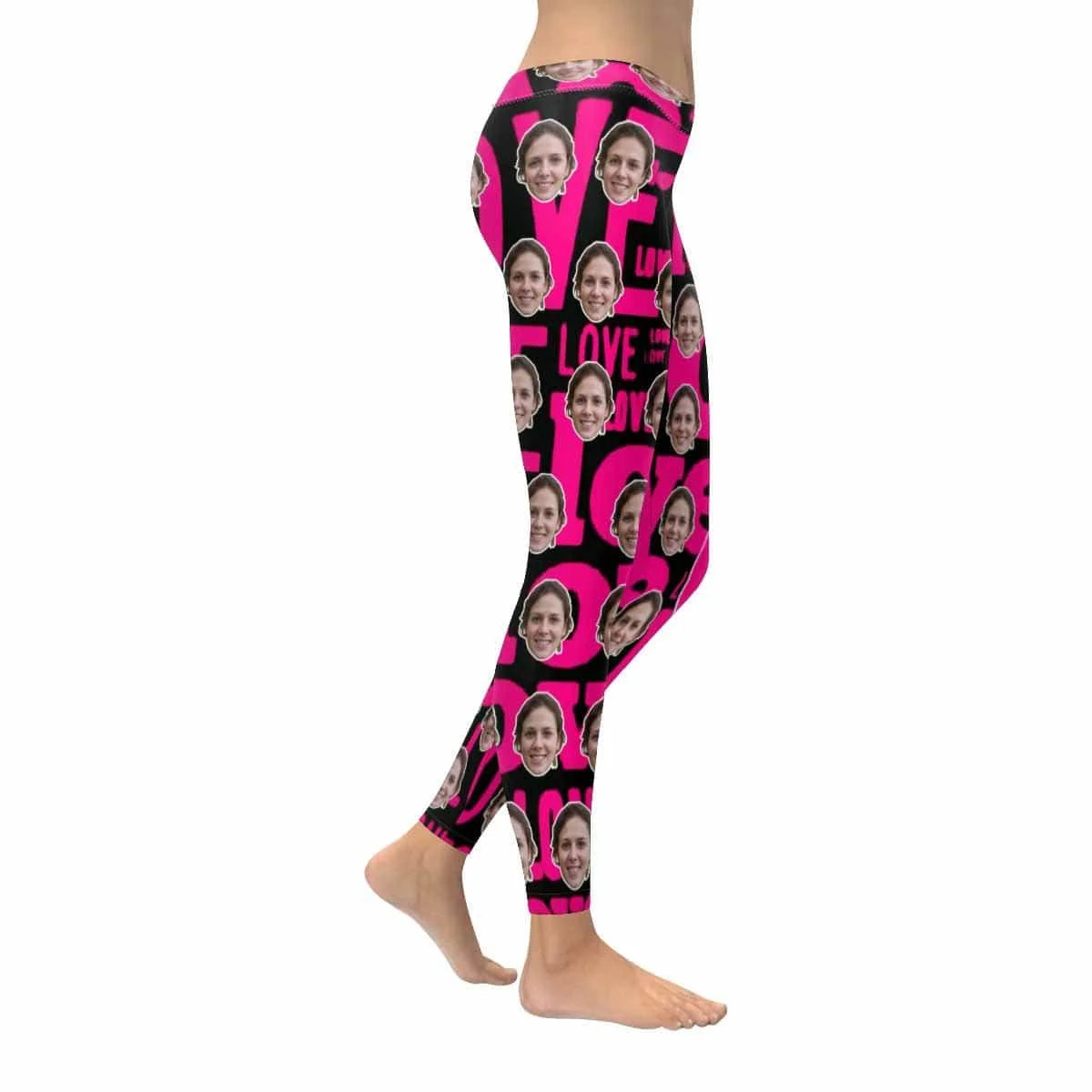 

Custom Face Pink Life Low Rise Yoga Leggings