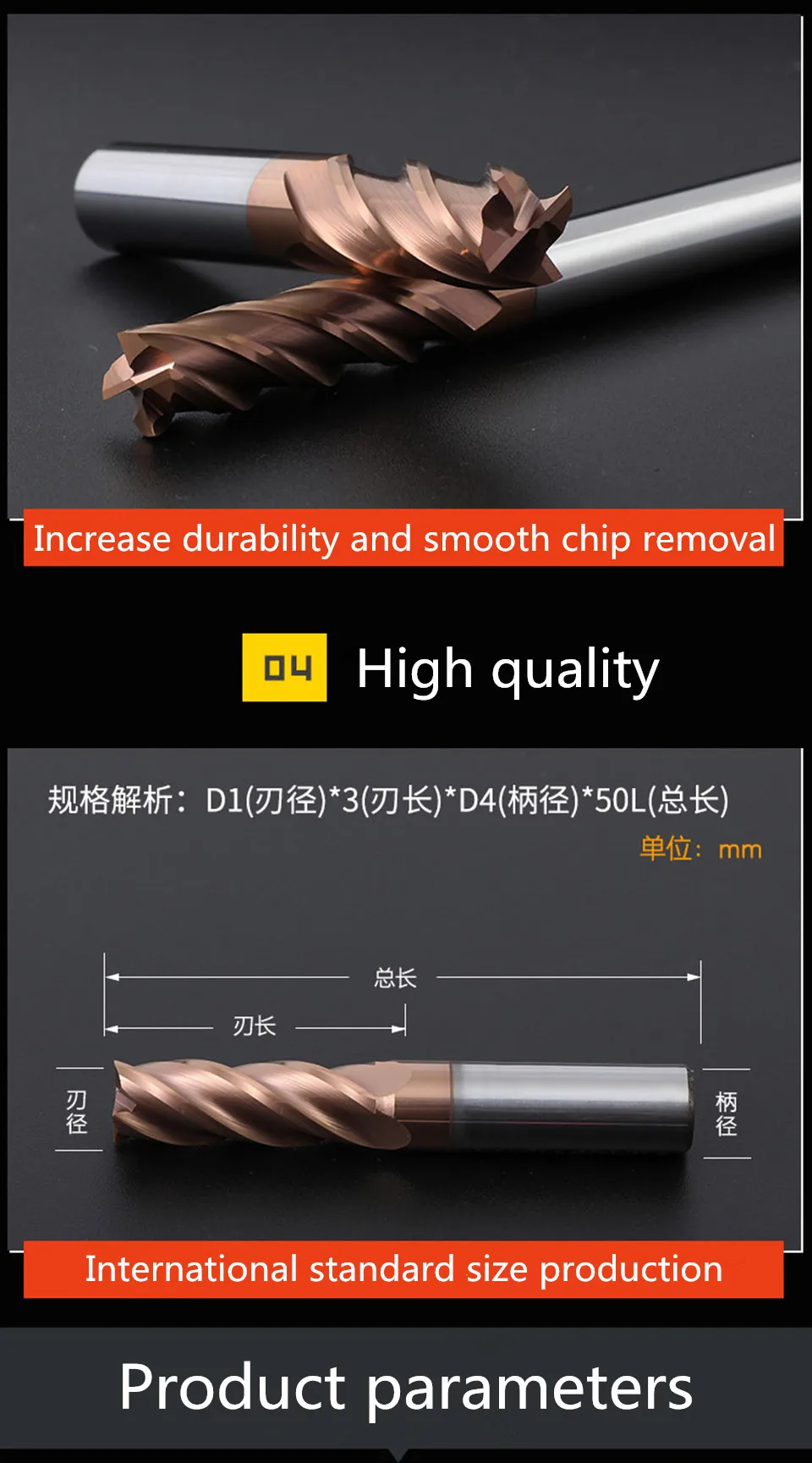 1PC Milling Cutter End Mill HRC55 4 Flute Metal Cutter 1mm 2mm 3mm 4mm 6mm 8mm 10mm 12mm Endmills Alloy Carbide Milling Tools