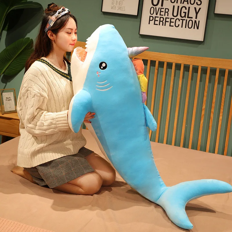 Мультяшная плюшевая игрушка Ins милая Акула единорог мягкая кукла Детские