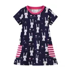 Детская летняя одежда Jumping Meters, хлопковые платья для девочек с принтом кролика, милая туника, детское Повседневное платье, костюм