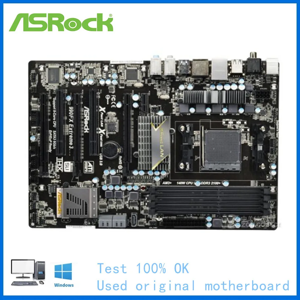 

For ASRock 990FX Extreme 3 Computer USB3.0 SATA III Motherboard AM3+ AM3 DDR3 For AMD 990 990FX 990X Desktop Mainboard Used