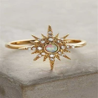 elegant women engagement wedding ring band gift fashion ring jewelry gold colour