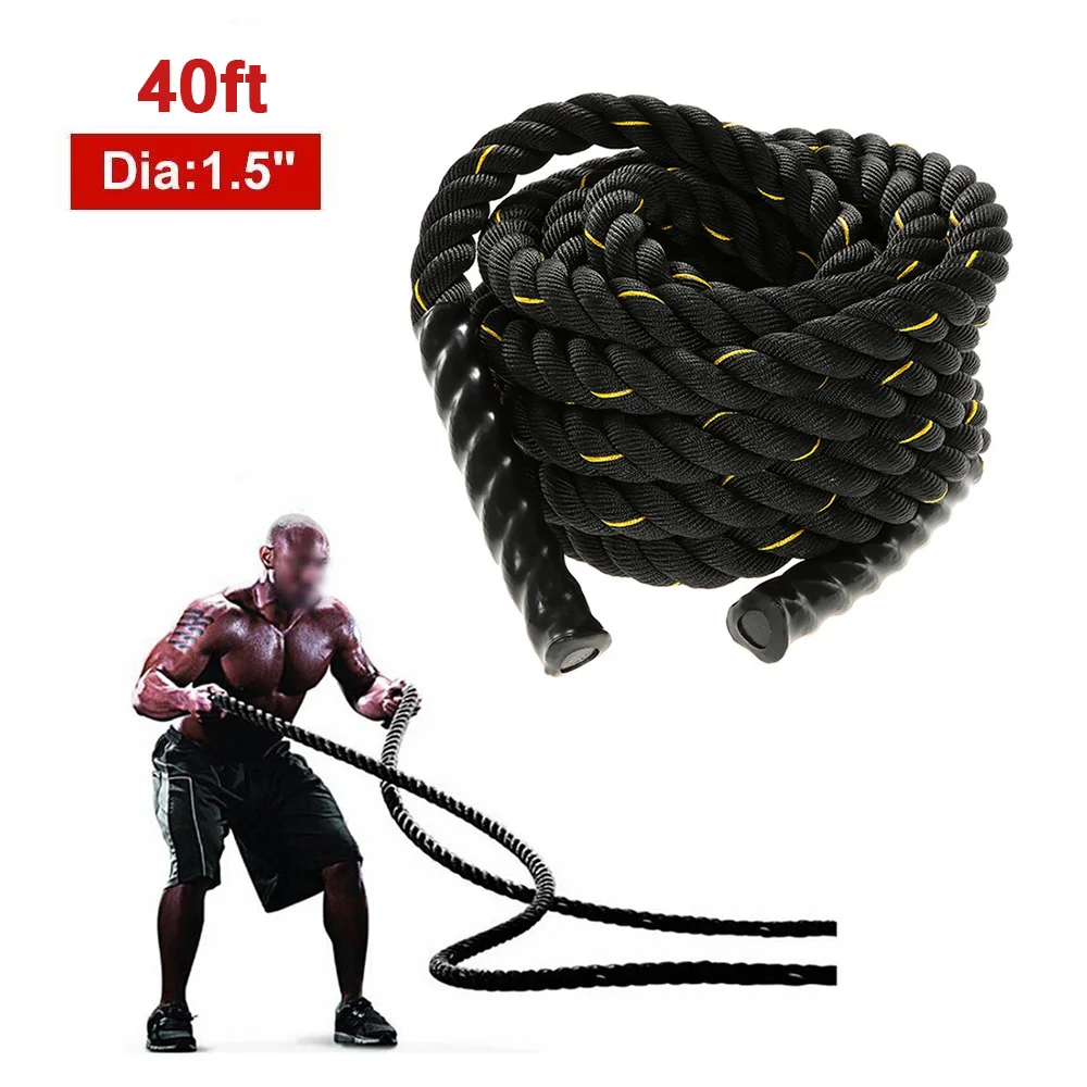 

TOMSHOO Battle Rope Workout Training Undulation Rope Exercise Fitness Rope 38mm Diameter 12m Length Fiteness Battle Rope 11kg