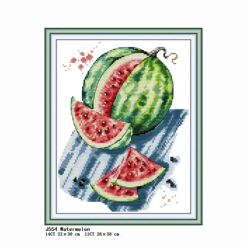 

Joy Sunday Watermelon Cross Stitch Kits Embroidery Patterns Printed Counted 11CT 14CT Stamped Threads Needlework Decoration Sets