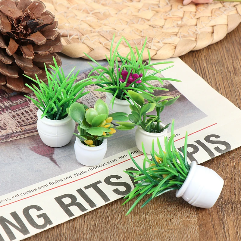 

5pcs 1:12 Dollhouse Miniature Green Plant Pot Furniture Home Decor Accessories