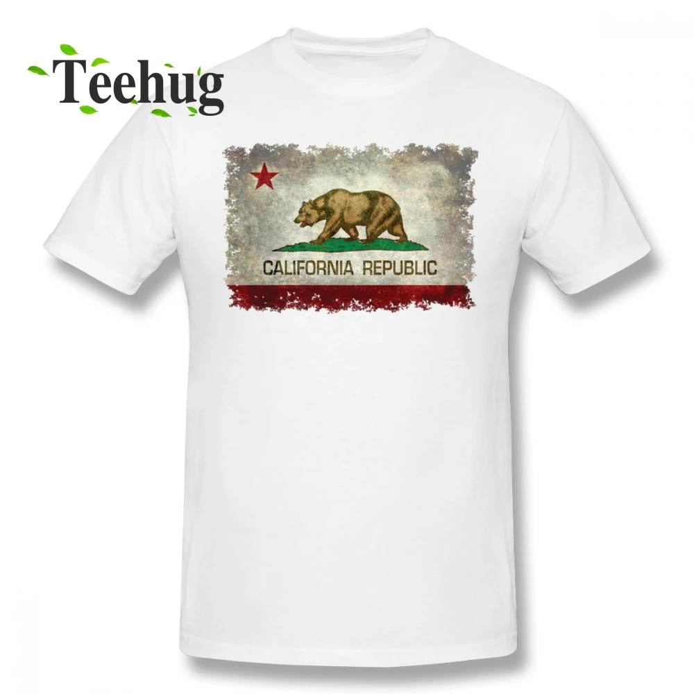 Винтаж медведь California Republic Флаг Футболка Для мужчин ретро в уличном стиле для