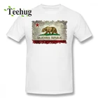 Винтаж медведь California Republic Флаг Футболка Для мужчин ретро в уличном стиле для мальчиков, футболка с вырезом на шее