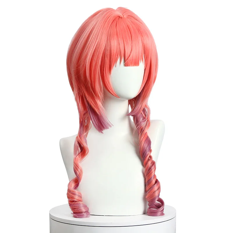L-email wig Ilulu Cosplay Wig Kobayashi-san Chi no Maid Dragon Cosplay Pink Lolita Wig with Bangs Synthetic Hair Heat Resistant