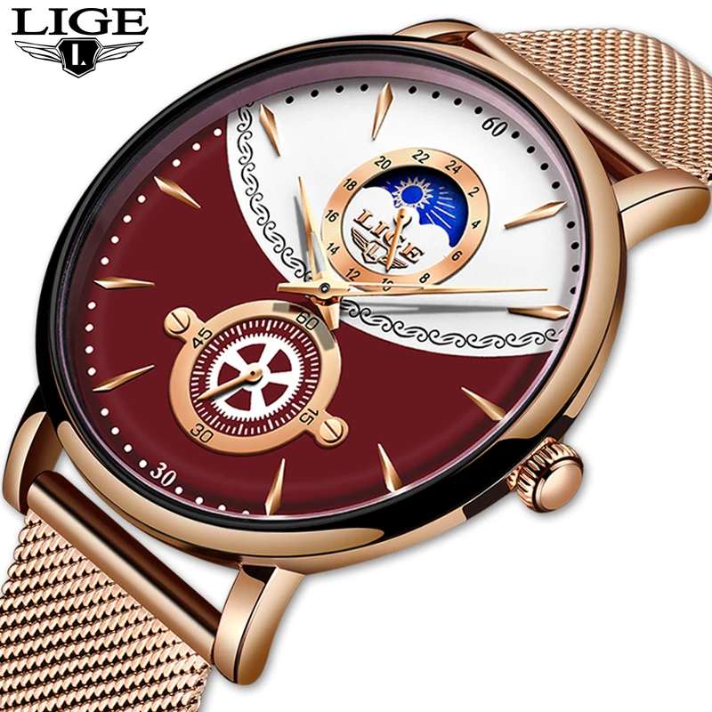 

Reloj Mujer LIGE 2020 New Clock Women Luxury Brand Watches Simple Quartz Lady Waterproof Wristwatch Female Fashion Casual Watch