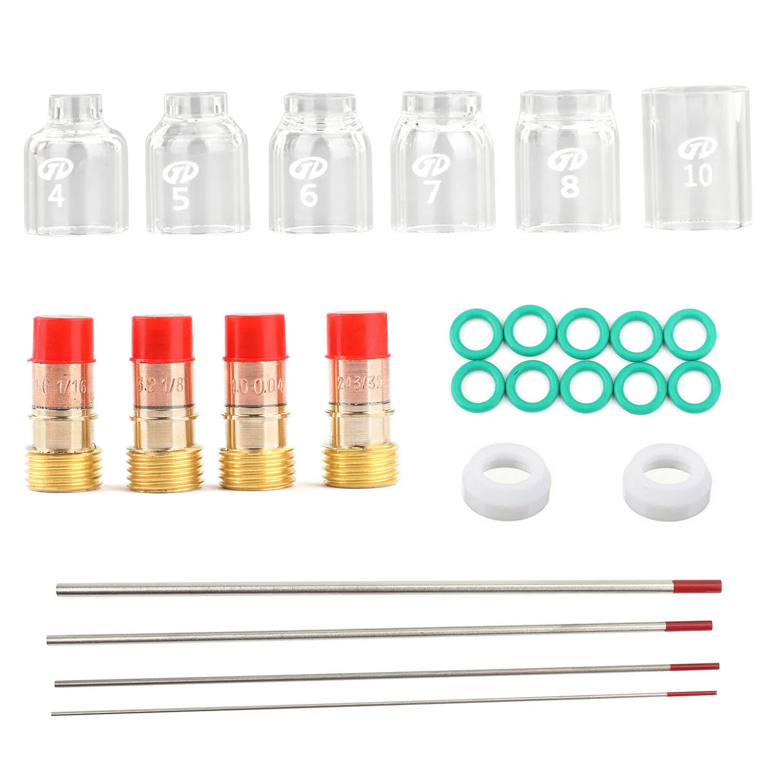 

30Pcs TIG Welding Stubby Gas Lens Pyrex Cup Kit Fits For Tig WP-17/18/26 Torch Manufacturing Metal Processing Welding Materials