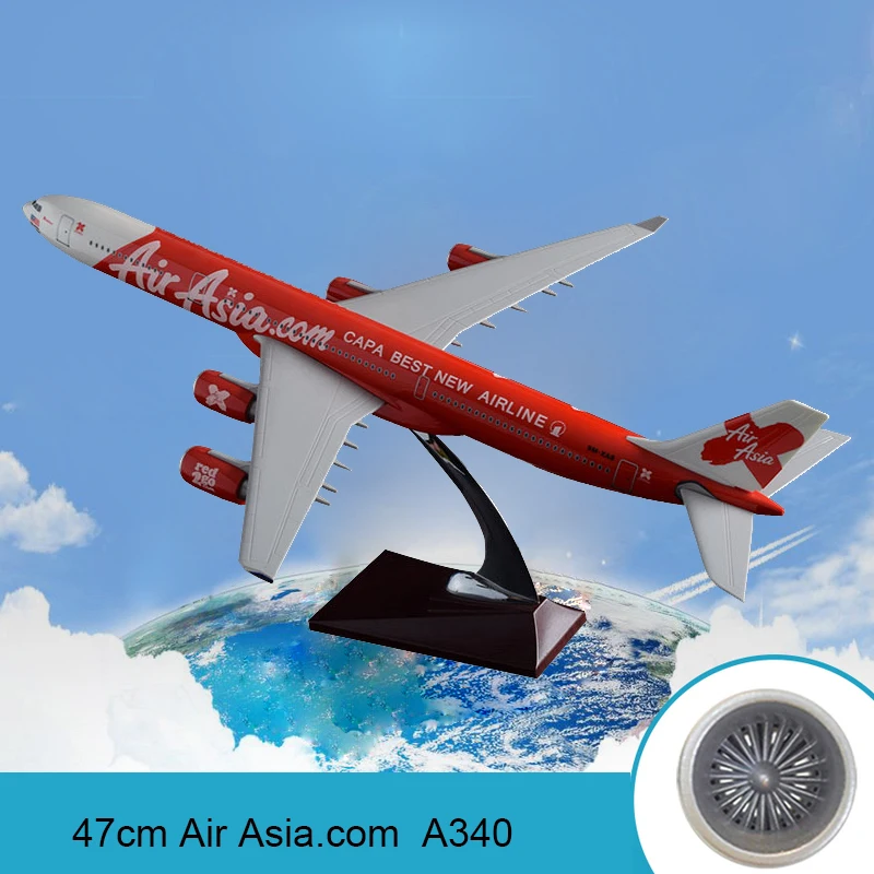 47 см смолы A340 самолет модель Air Asia дыхательные пути азиатской международной