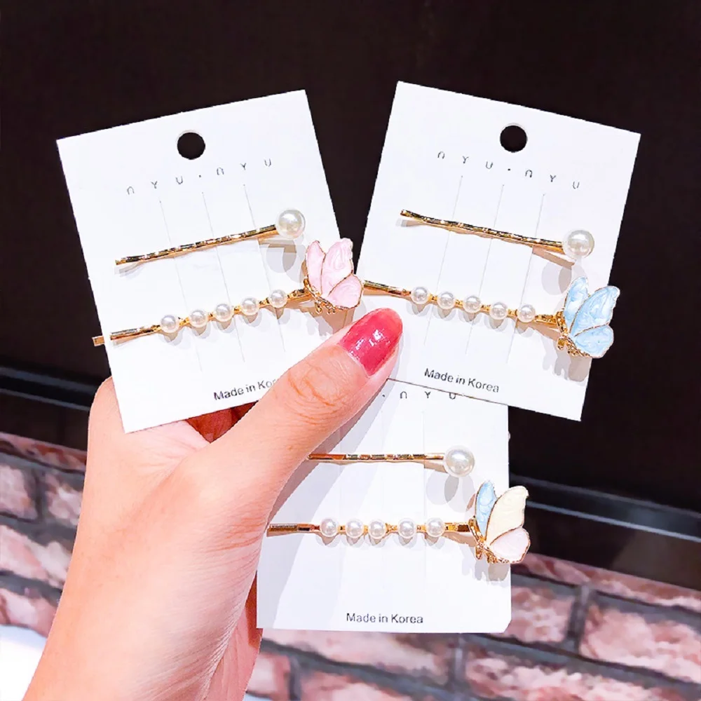 

Girls Butterfly Pearl Metal Hair Clips Hairband Comb Bobby Hairpin Jewelry Styling Tools Hair Barrettes Accessories