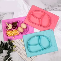 baby divided plate silicone non slip feeding plate with suction toddler bowl portable placemat dishwasher and microwave safe