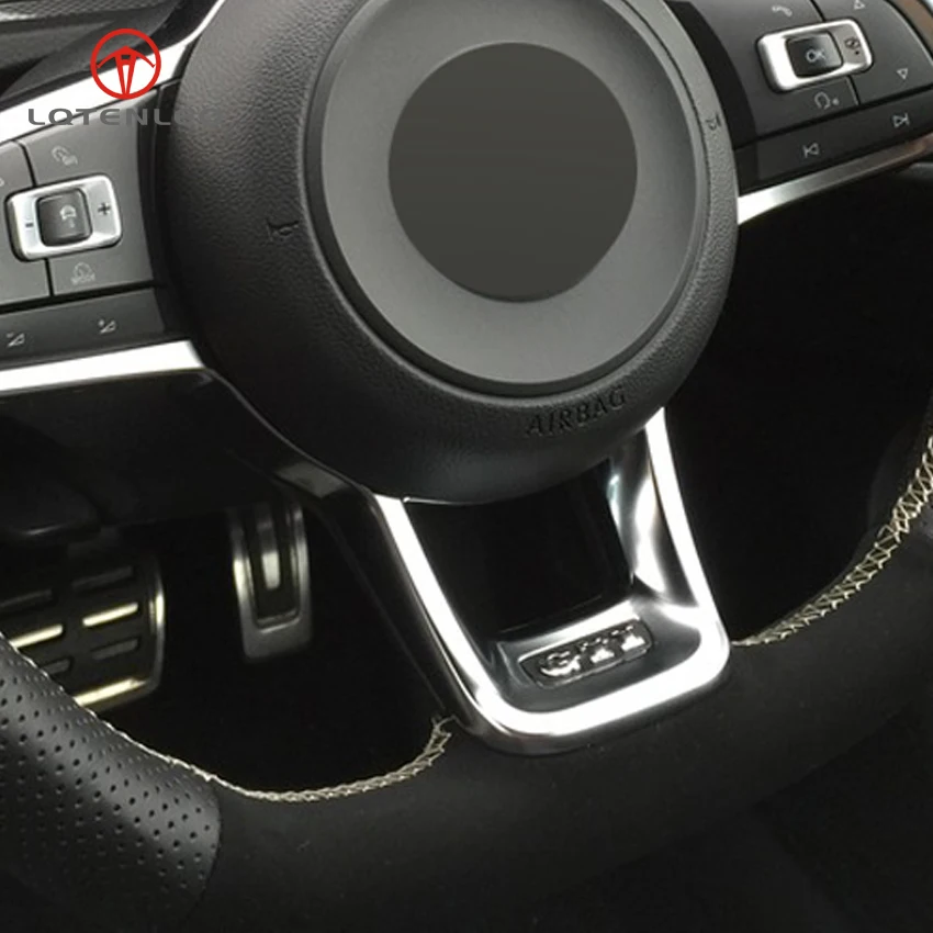 Чехол на руль LQTENLEO черная замша из натуральной кожи для Volkswagen Golf 7 GTI R MK7 VW Polo Scirocco
