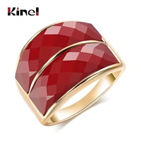 kinel hot red stone big ring for women luxury gold color engagement party rings fashion jewelry best gift 2020 new