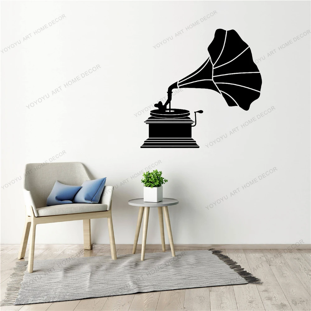 

Phonograph Wall Sticker Classic Design Home Decor Record Player Vinyl Wall Decals Invention Music Machine Wall Mural DW9672