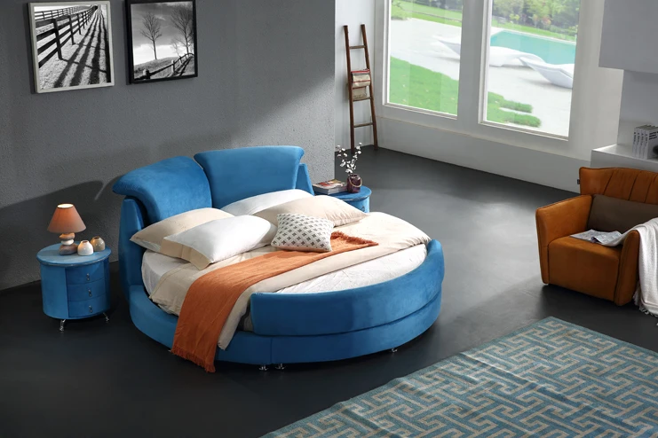 Круглая оправа для кровати кожаная мебель спальни|Кровати| |