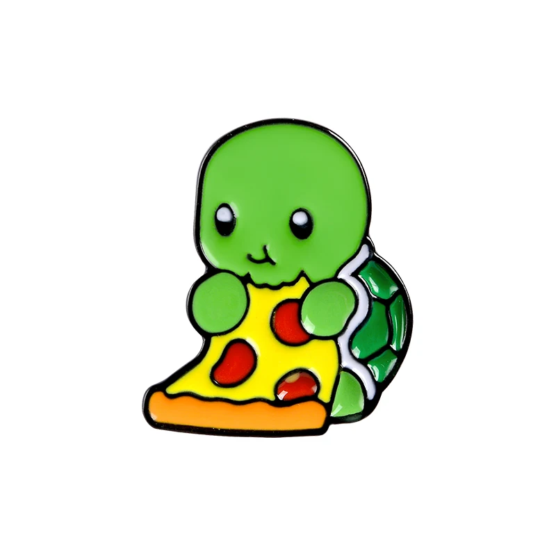 Tortoise Enamel Pins Custom Introvert Brooches Lapel Pin Shirt Bag Pizza Animal Badge Turtle Jewelry Gift For Kids Friends - Окраска металла: PIZZA