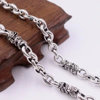 pure 925 sterling silver necklace width 8mm new rolo link chain dragon pattern bead 21 65l or 23 62l for man