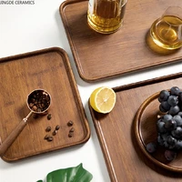 1pc japanese style wood square tray multifunction picnic kitchen tableware living room cake snacks liqueur show off tray plate