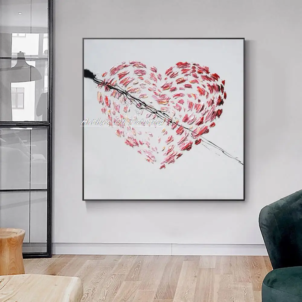 

Arthyx Hand Painted Cartoon Oil Painting On Canvas Modern Abstract Heart Wall Art Pictures For Living Room Home Hotel Decoration