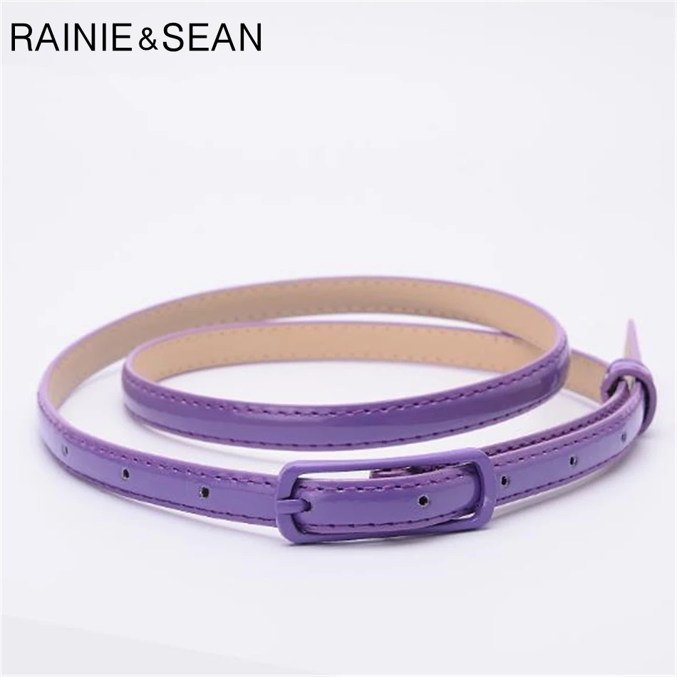 

RAINIE SEAN Thin Leather Women Belt Pin Buckle Belt For Dresses Ladies Purple Ladies Fashion Belt Female Strap