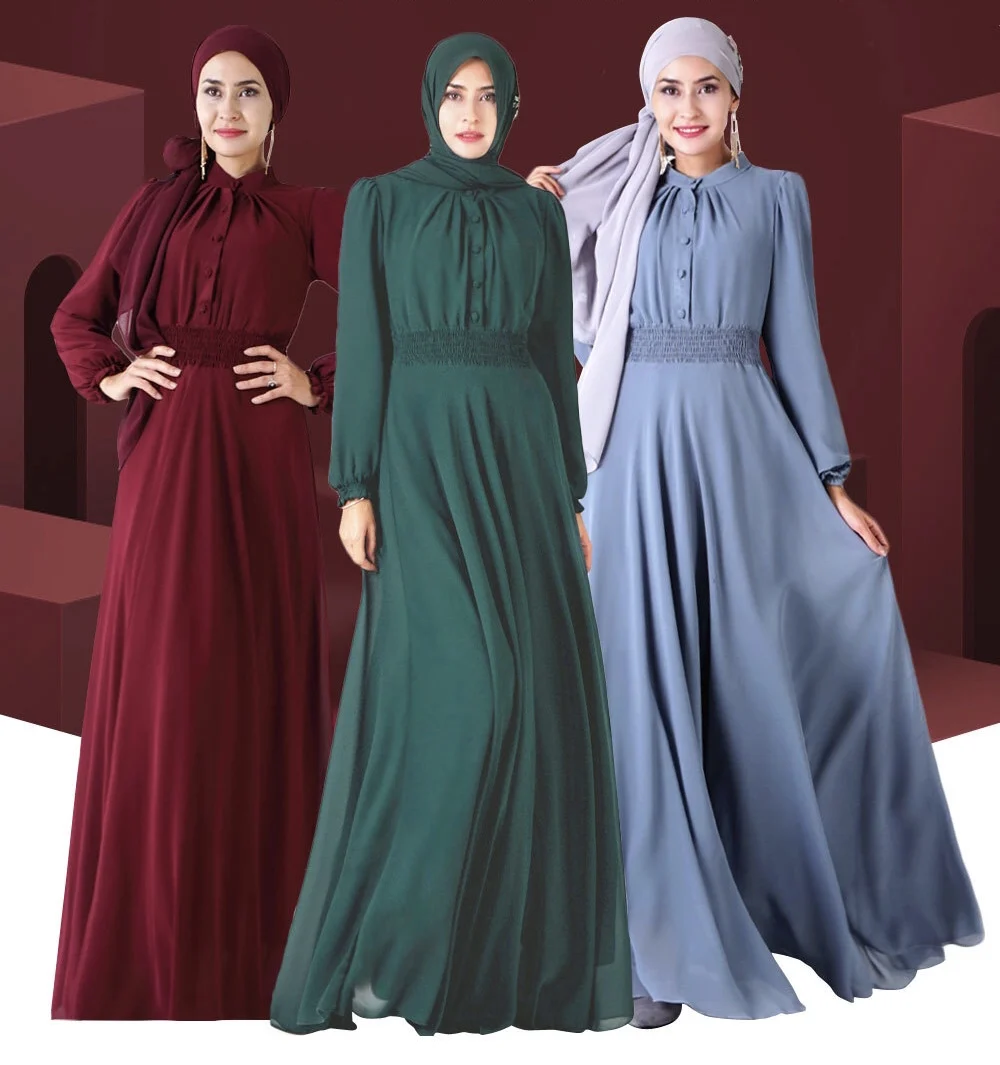 

Dubai abayas for women Chiffon dress hijab evening dress Muslim plus size caftan African women clothing summer clothes