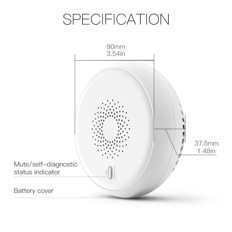 

Tuya Zigbee Smart Smoke Detector Sensor Security Alarm System Smart life App Real-time Voice Alarm Smoke Alarm Fire Protection