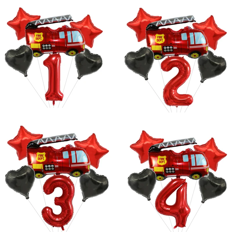Набор мультяшных воздушных шаров Fireman Sam с цифрами бумажные тарелки товары для