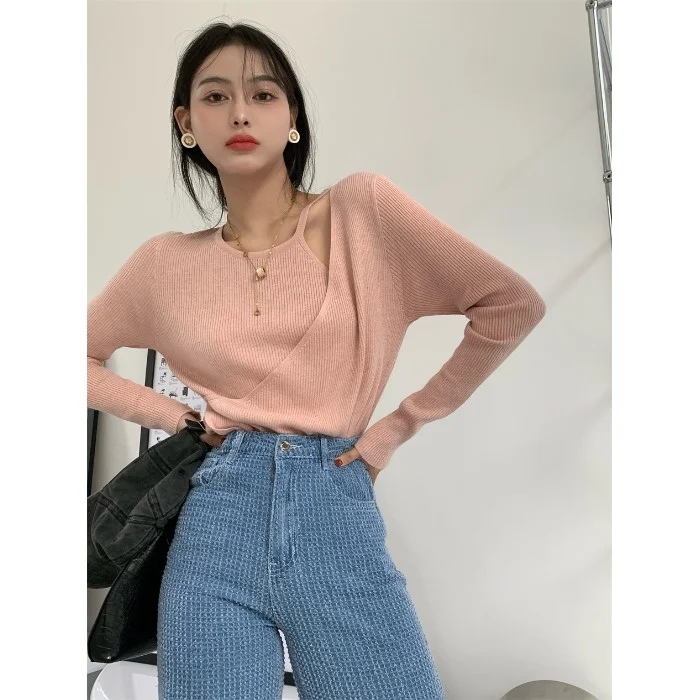

Irregular off-the-Shoulder Sweater Women's 2021 Early Autumn New Outerwear ThinRachel