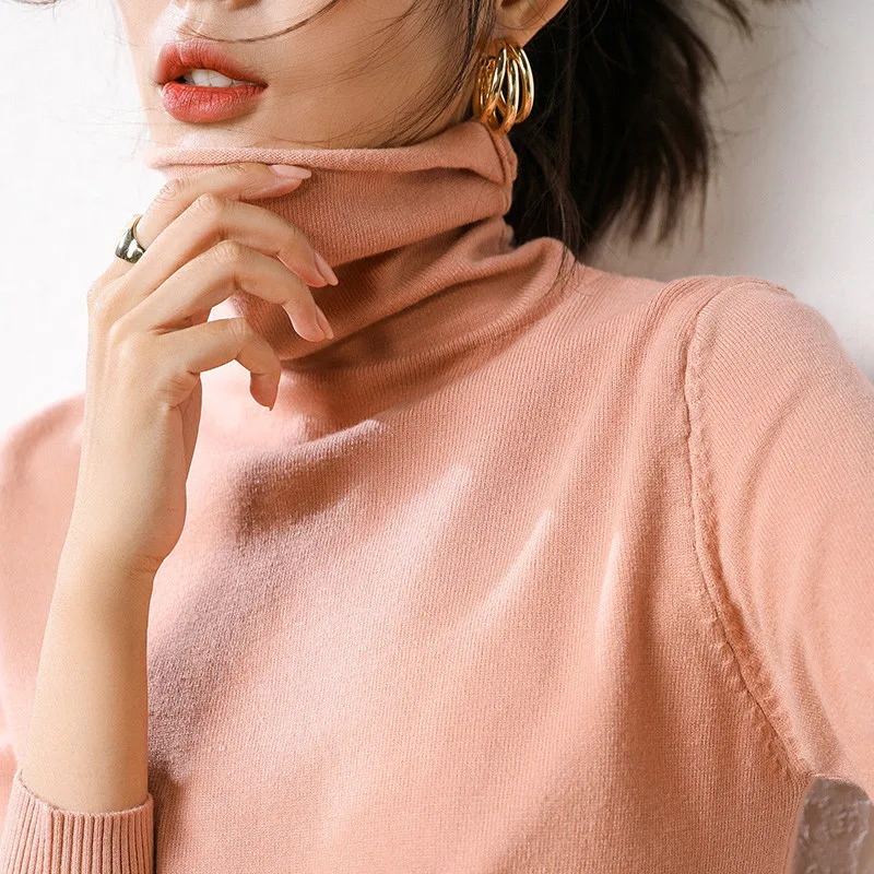 

2020 Autumn Winter New Sweater Women Turtleneck Sweater Knitted Pullover Female Sweater Casual Solid Sweaters