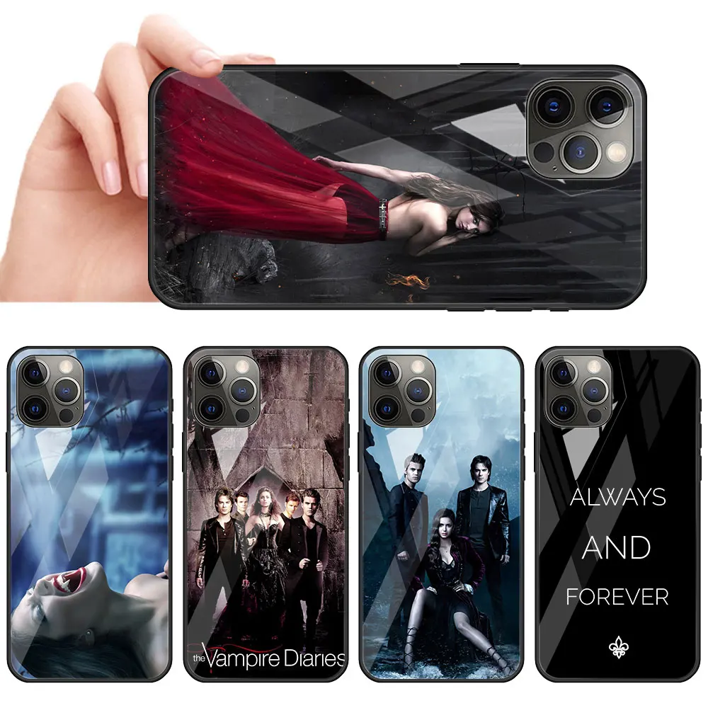 

The Vampire Diaries Glass Call Phone Case For iPhone 11 13 Mini 12 Pro Max 7 8 Plus X XR XS 6 6s SE 2020 Cover Coque