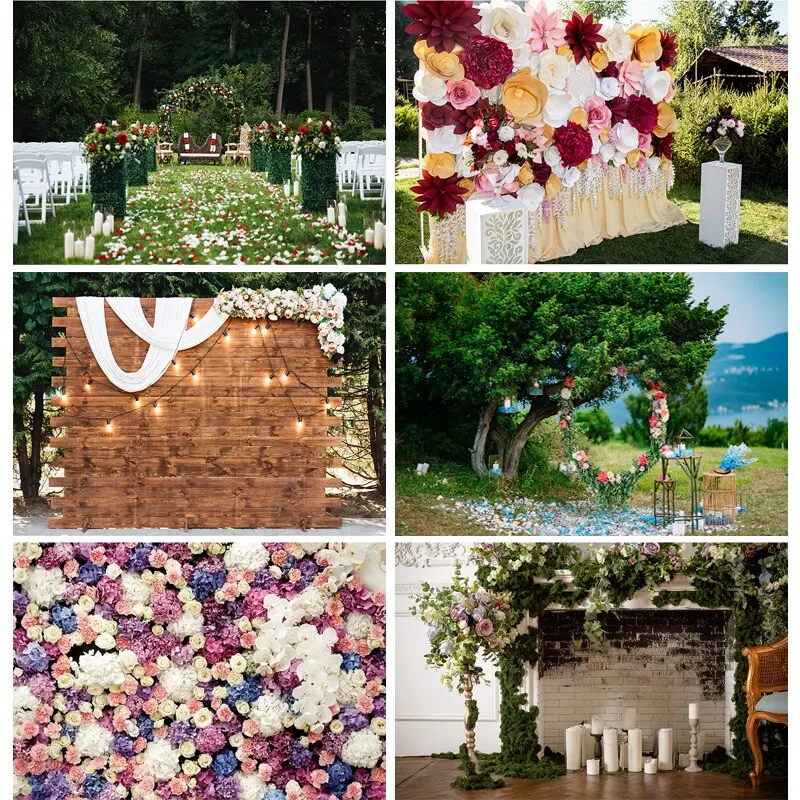 

SHUOZHIKE Wedding Ceremony Photography Backgrounds Flower Birthday Engagement Party Backdrops For Photo Studio Props HKW-03