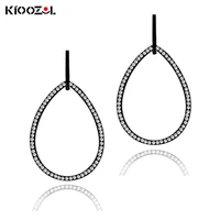 kioozol classic simple hollow water drop women earrings black silver color micro inlaid cz earrings 2021 trend 062 ko5