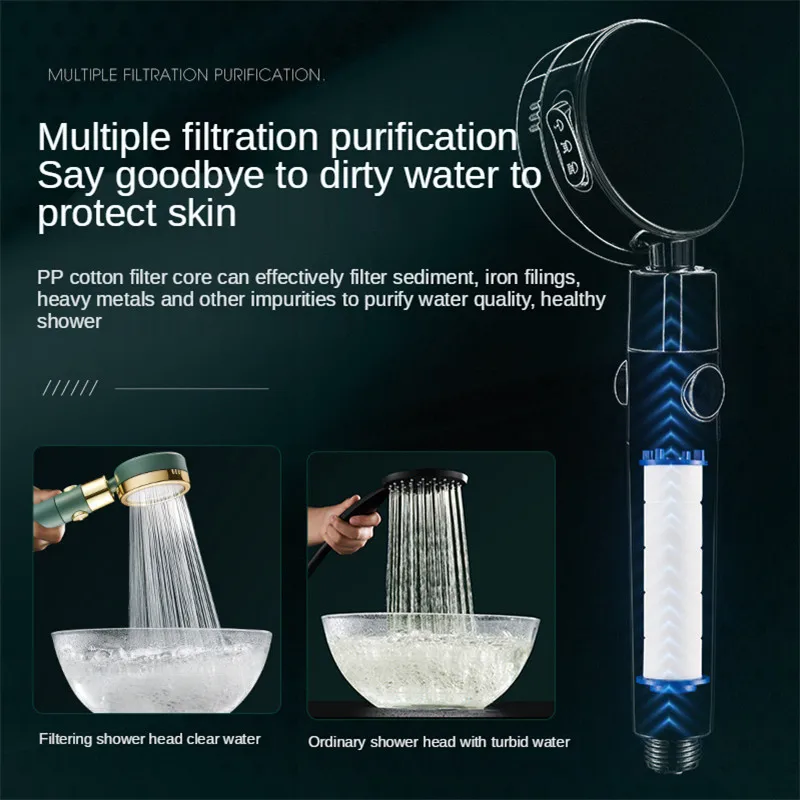 3 modes adjustable hand held shower head with filter pressurization water saving function magic water column bathroom faucet set free global shipping