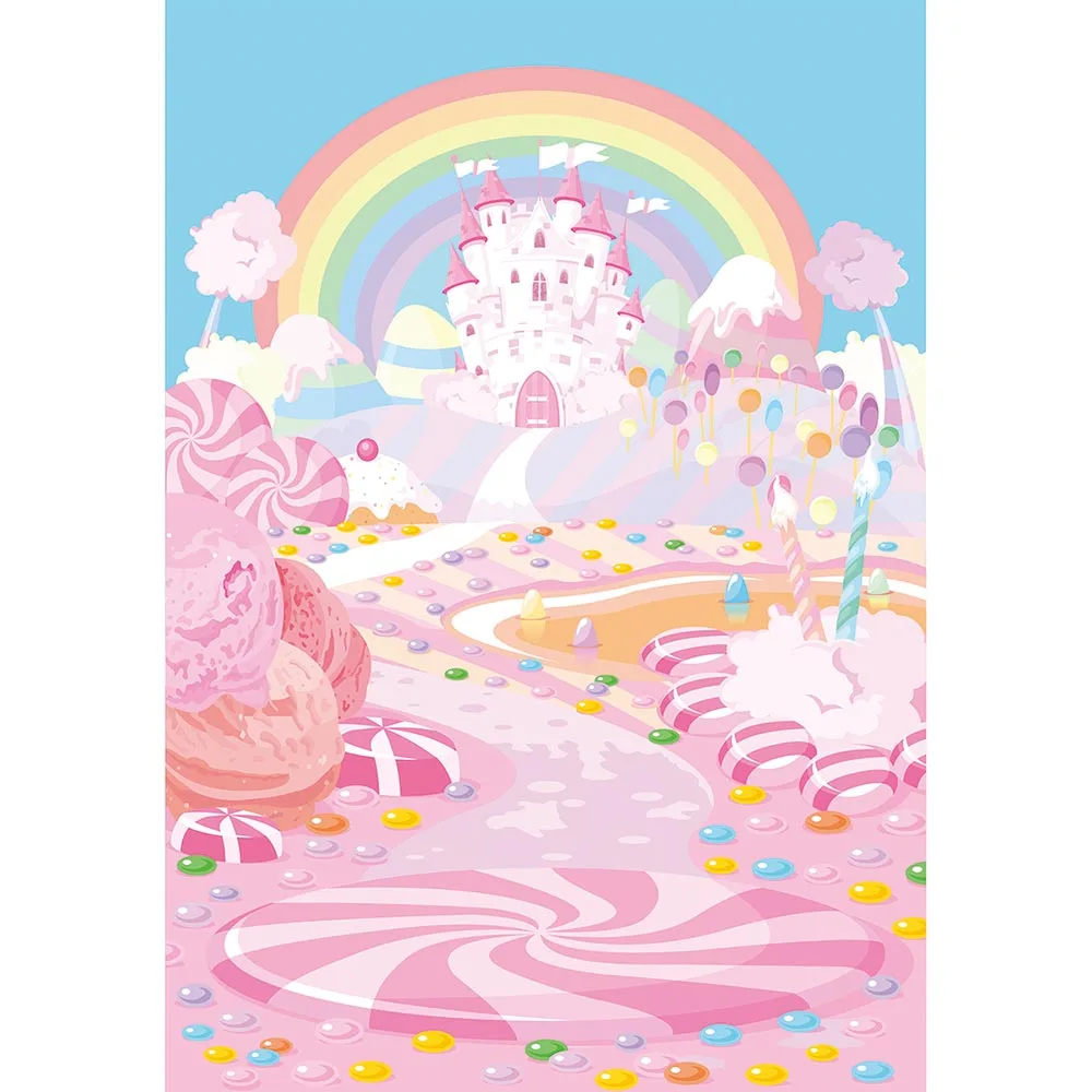 Фотосессия Розовые Конфеты Замок ребенок Радуга фотография фон для студийной