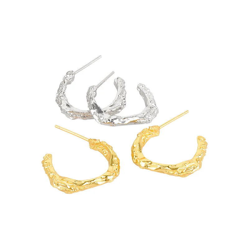 

925 Sterling Silver Earrings For Charm Women Trendy Jewelry Tin Foil Simple Retro Party Accessories Gifts Round Gold Earring