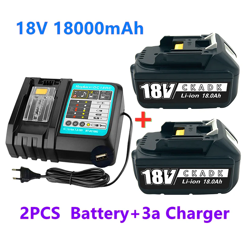 

2021New BL1860 Rechargeable Battery 18V 18000mAh Lithium ion for Makita 18v Battery BL1840 BL1850 BL1830 BL1860B LXT 400+charger