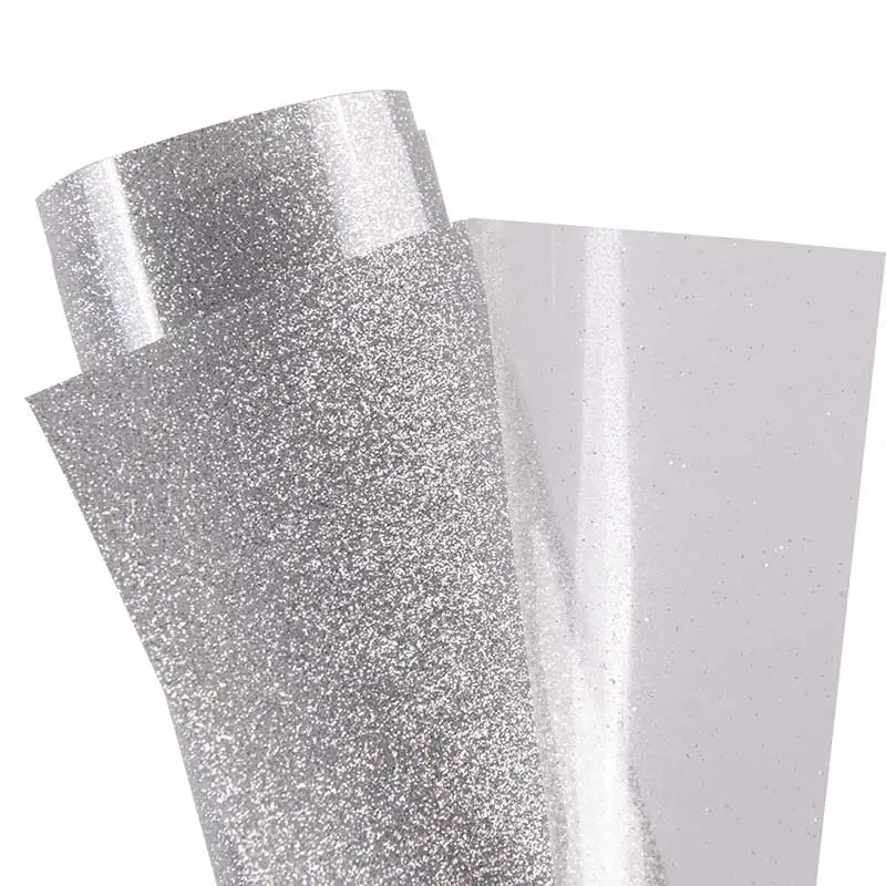 Термонаклейка для футболок блестящие Серебристые виниловые листы с блестками