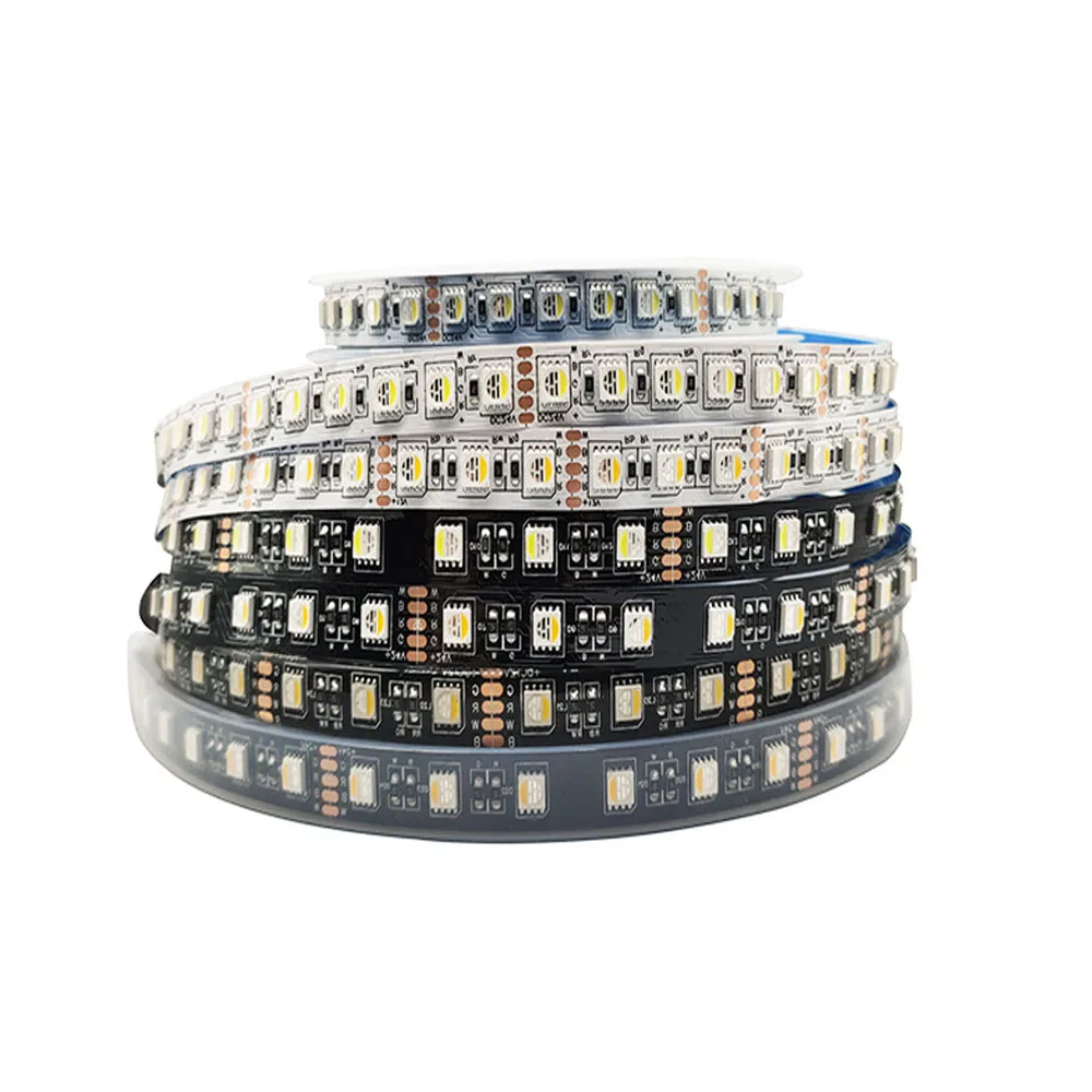 Conduziu a Luz de Tira Rgbw – 420 480leds Luzes Ip30 65 67 4in1 Rgbww Rgbcw Dc12v 24v Impermeável 12mm Pwb 5m Smd5050 Rgb 300