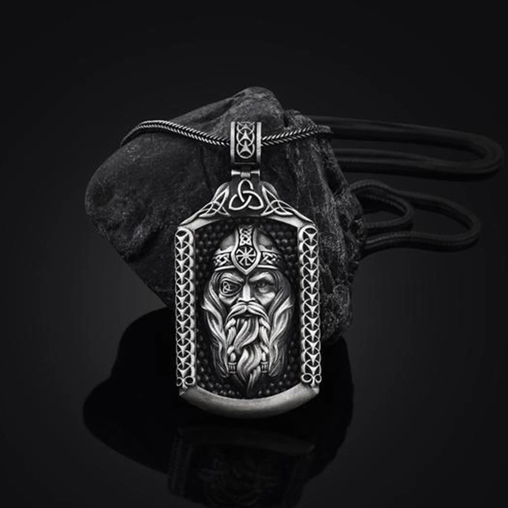 

Nordic style myth necklace Odinavia Viking Pure tin Pendant charms Man necklace vintage Whip chain Choker neck 2021